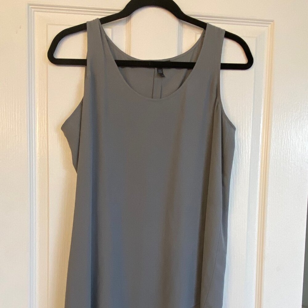 Eileen Fisher Grey Silk Draped Sleeveless Tunic XS Business Career